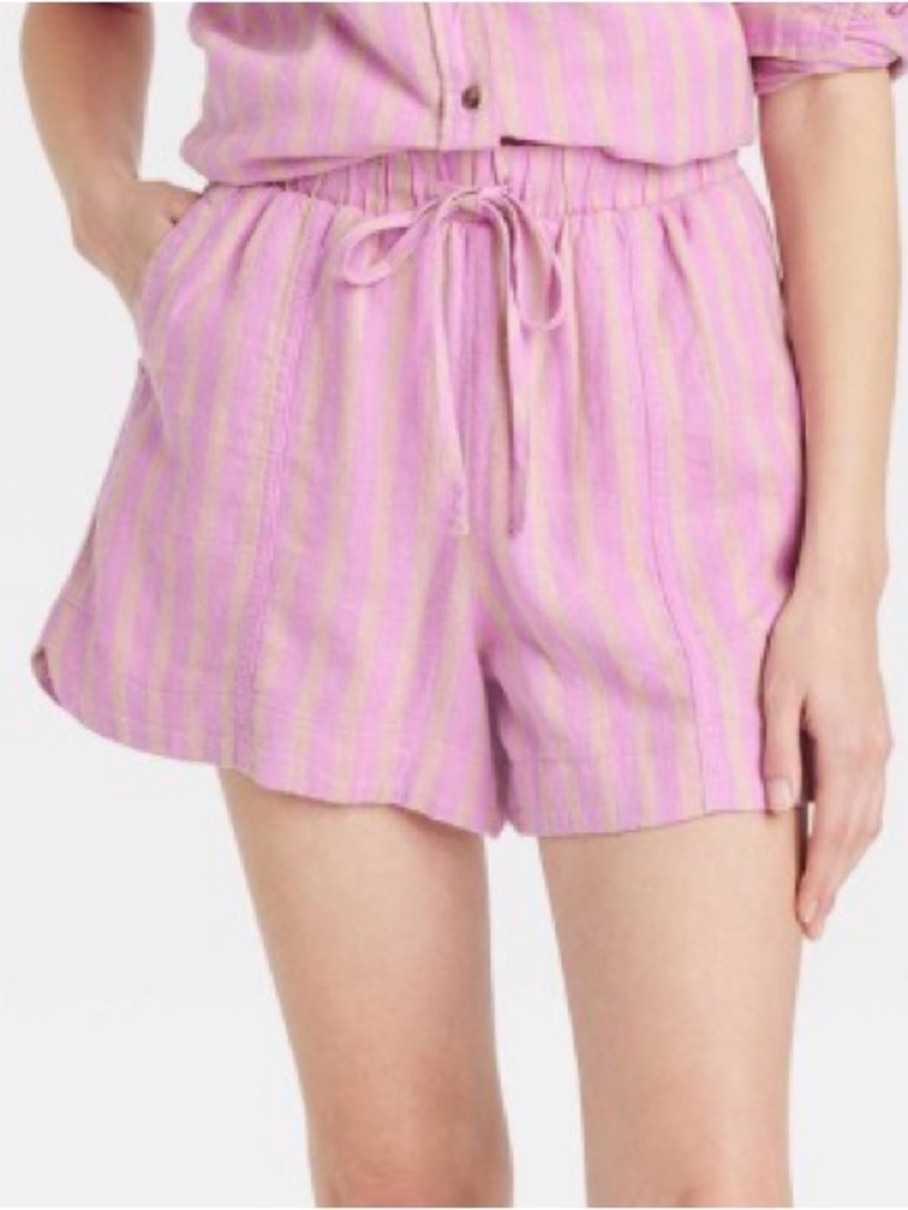 Universal Thread Pink Striped High Waist Drawstring Shorts